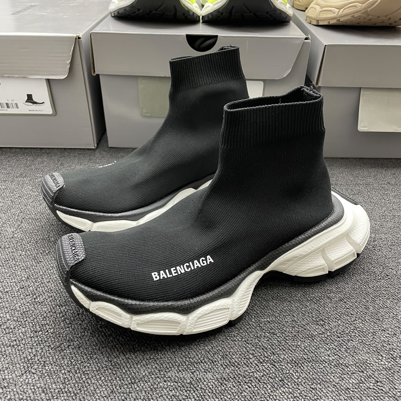 Balenciaga 3xl Sock Recycled Knit Sneakers Black White Fluo Yellow Beige (14) - newkick.vip